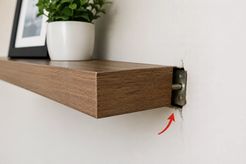 Floating shelf pulling