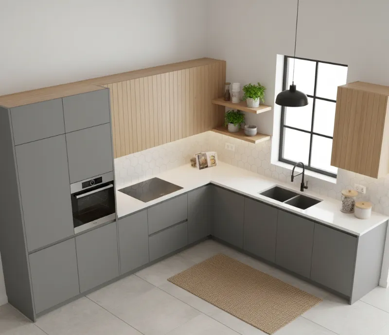 L-Shaped Kitchen Cabinets
