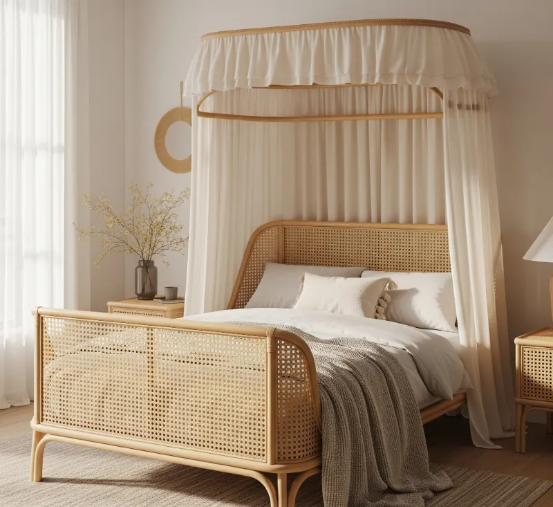 Rattan or Wicker Canopy Bed